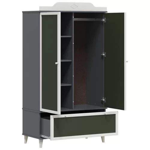  Krétával Írt Dresser fiókkal polcokkal Szürke és fehér Faanyag