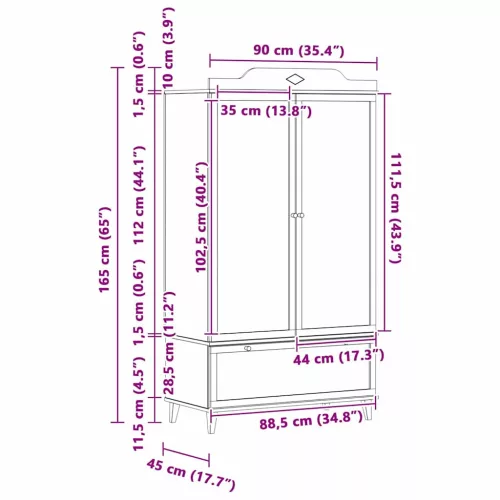  Krétával Írt Dresser fiókkal polcokkal Szürke és fehér Faanyag