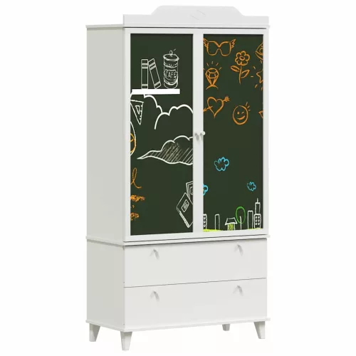  Krétával Írt Dresser fiókkal polcokkal tárolóval Fehér Faanyag