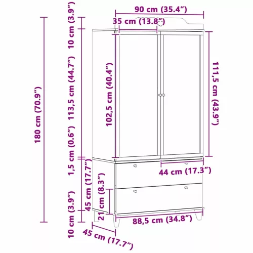  Krétával Írt Dresser fiókkal polcokkal tárolóval Fehér Faanyag