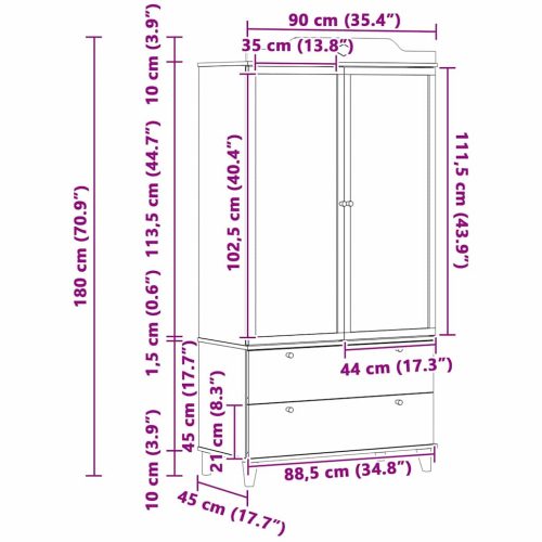  Krétával Írt Dresser fiókkal polcokkal Szürke és fehér Faanyag