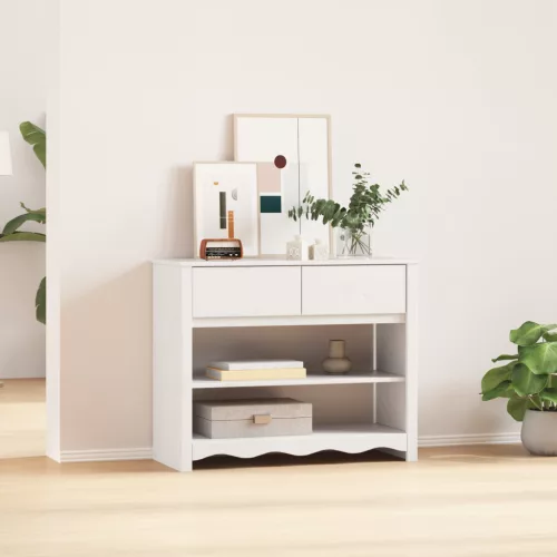  Konzolasztal DRAMMEN" Fehér 89,5x37x73 cm Szilárd Fenyőfa"