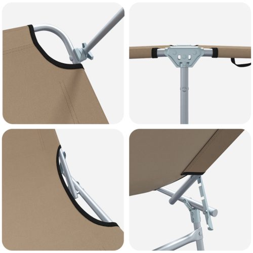  2 db-os Összecsukható napozóágy sátorral Taupe 600D Oxford szövet