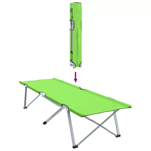  Összecsukható Kempingágy Sötétzöld Fémkeret szövet felülettel