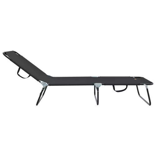  Összecsukható napozóágy 2 db Hordozható Fekete 600D Oxford Szövet