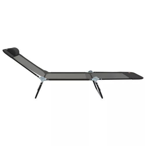  Összecsukható napozóágy fejtámlával Fekete Textilén