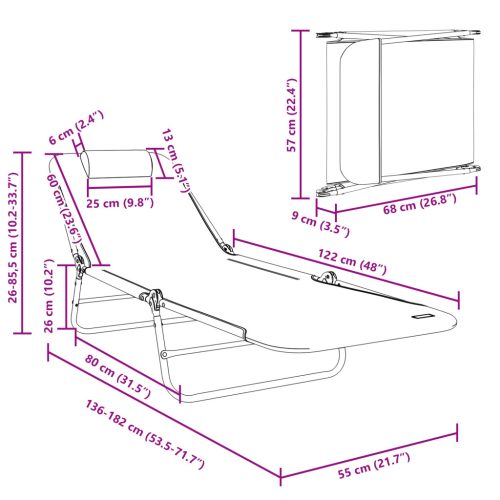  Összecsukható napozóágy fejtámlával zöld Textilene