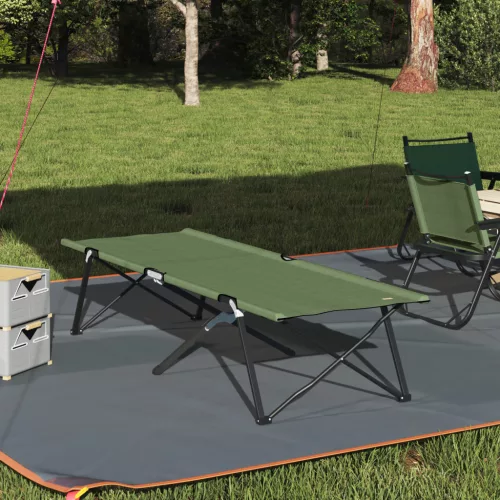  Összecsukható napozóágy hordozó táskával katona zöld 600D Oxford anyagból