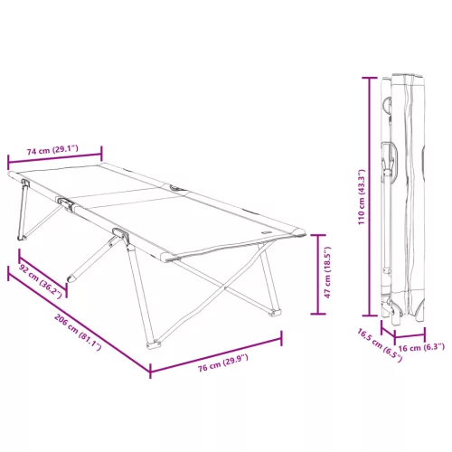  Összecsukható Napágyak Hordozótáskával 2 db Fekete 600D Oxford Anyag
