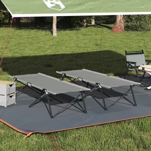  Összecsukható napágyak hordtáskával 2 db Szürke 600D Oxford szövet