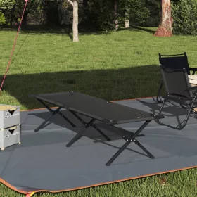    Összecsukható napozóágy hordtáskával fekete 600D Oxford szövet