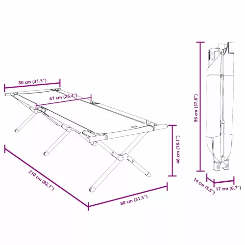  Összecsukható napágyak 2 db táskával piros 600D Oxford szövet