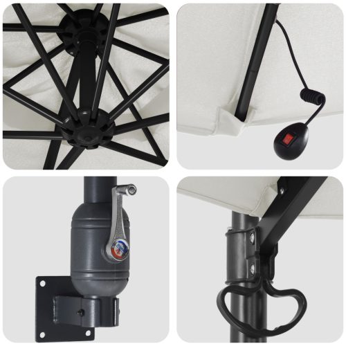  Falra Szerelhető Kert Napernyő LED-ekkel Bézs 248 cm