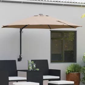  Falra szerelhető kerti napernyő LED-del Topszínű 248 cm