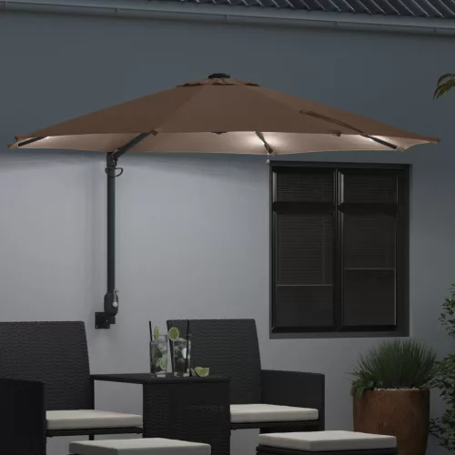  Falra szerelhető kerti napernyő LED-del Topszínű 248 cm
