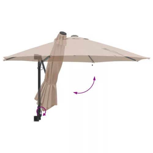 Falra szerelhető kerti napernyő LED-del Topszínű 248 cm