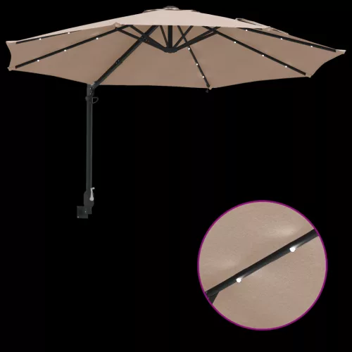  Falra szerelhető kerti napernyő LED-del Topszínű 248 cm