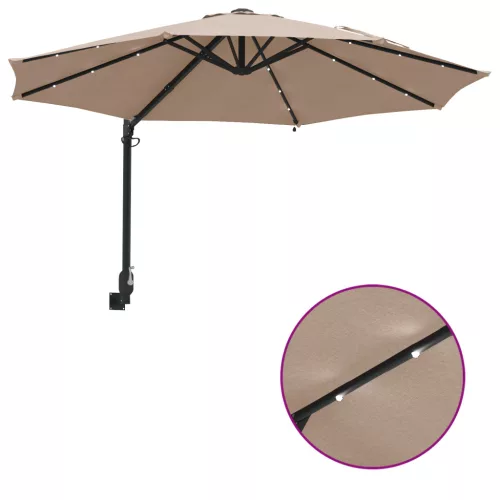  Falra szerelhető kerti napernyő LED-del Topszínű 248 cm