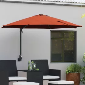  Falra Szerelhető Kert Napernyő LED-del Terrakotta 248 cm