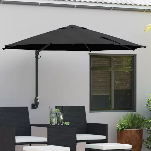  Fali rögzítésű kertiparaván LED-del Fekete 248 cm