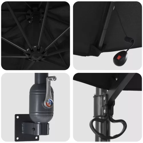  Fali rögzítésű kertiparaván LED-del Fekete 248 cm