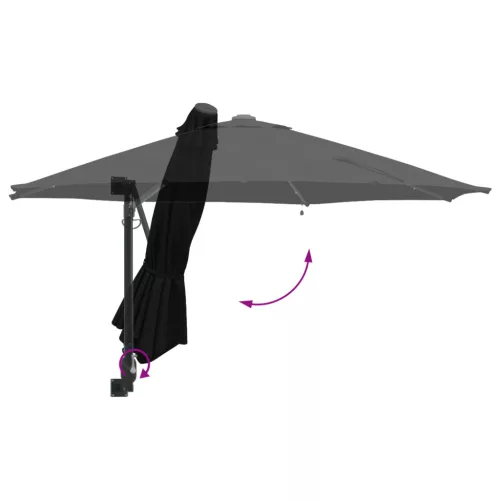  Fali rögzítésű kertiparaván LED-del Fekete 248 cm