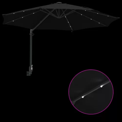  Fali rögzítésű kertiparaván LED-del Fekete 248 cm