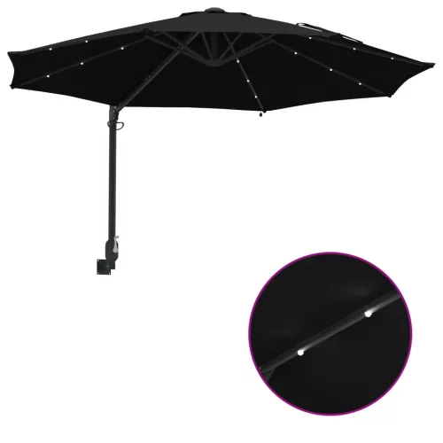  Fali rögzítésű kertiparaván LED-del Fekete 248 cm