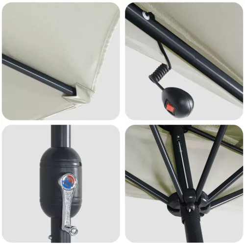  Fél Kerti Napernyő Alumínium Polccal, Homok Színben, 294 cm