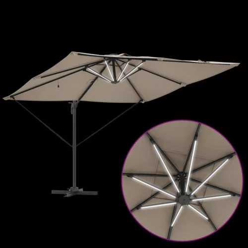  Cantilever Roma Napernyő LED-fénnyel - Taupe (286 x 285 x 270 cm) - Alumínium