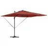  Roma Cantilever Napernyő LED lámpákkal, terrakotta - 286 x 285 x 270 cm, alumínium.