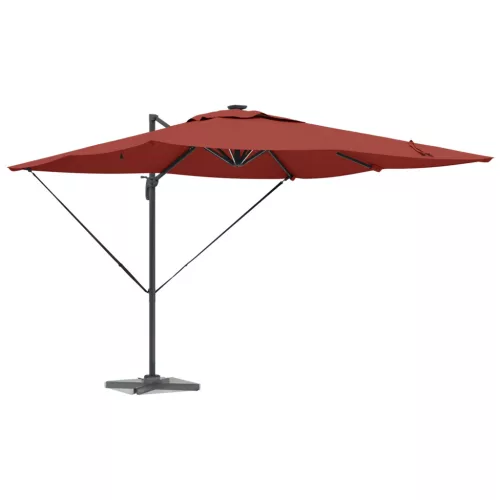  Roma Cantilever Napernyő LED lámpákkal, terrakotta - 286 x 285 x 270 cm, alumínium.