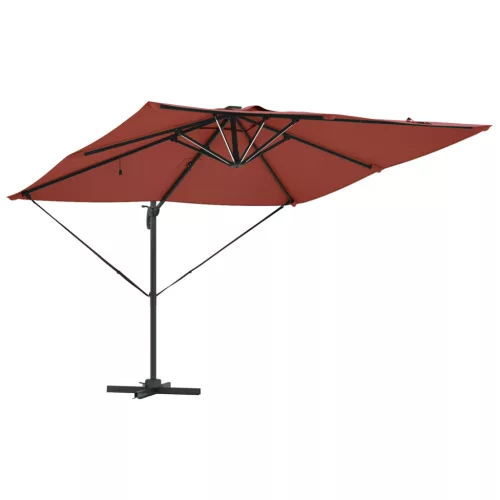  Roma Cantilever Napernyő LED lámpákkal, terrakotta - 286 x 285 x 270 cm, alumínium.
