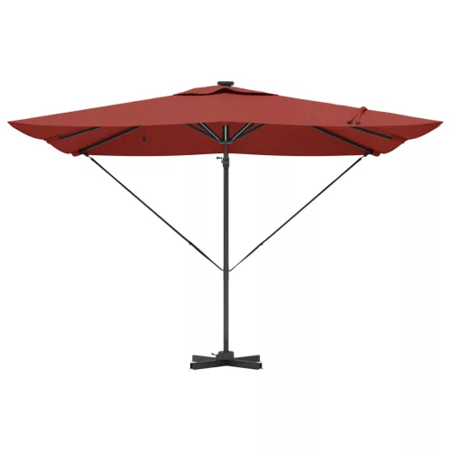  Roma Cantilever Napernyő LED lámpákkal, terrakotta - 286 x 285 x 270 cm, alumínium.