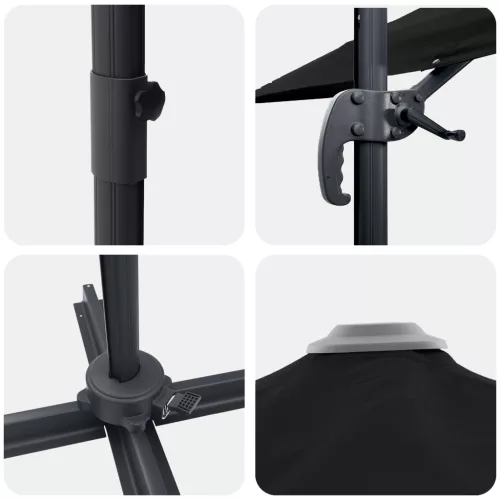  Konzolos Roma Parasol Fekete 286x285x265 cm Alumínium