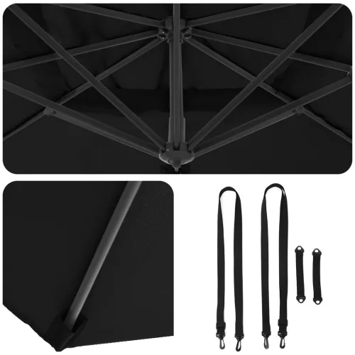  Konzolos Roma Parasol Fekete 286x285x265 cm Alumínium