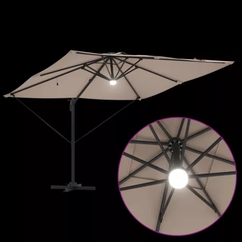  Konzolos Roma Napernyő LED-del Taupe 286x285x270 cm Alumínium