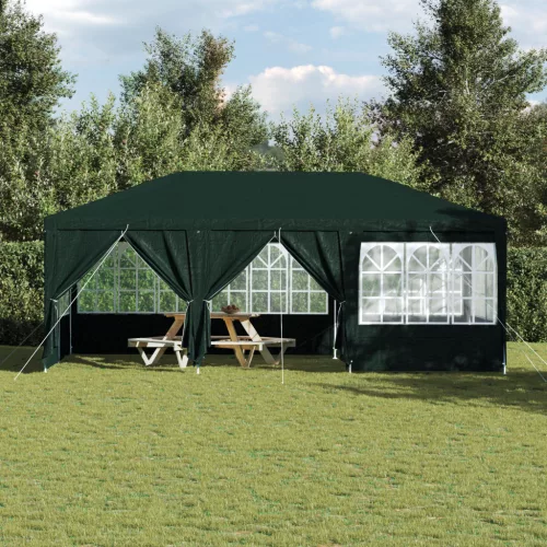  Parti sátor 10 oldalfallal Zöld 6x4 m PE