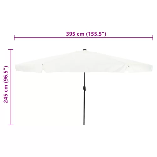  Kert Napernyő LED Fényekkel ø395x245 cm Homokfehér