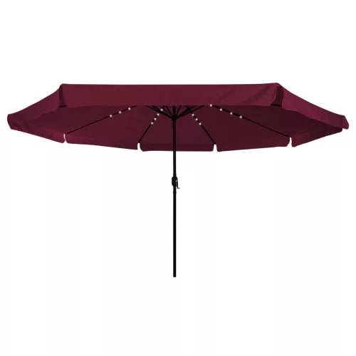  Kerti Napernyő LED Fénnyel ø395x245 cm Bordeaux Piros