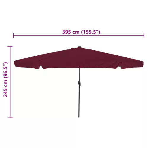  Kerti Napernyő LED Fénnyel ø395x245 cm Bordeaux Piros