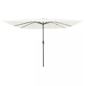    Négyzetes Kerti Napernyő LED Fényekkel 295x245 cm Homokfehér