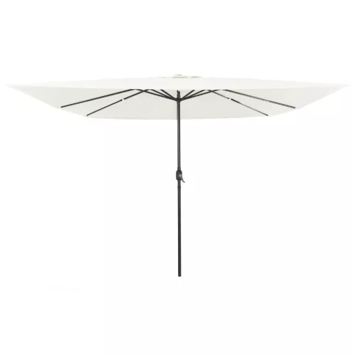  Négyzetes Kerti Napernyő LED Fényekkel 295x245 cm Homokfehér