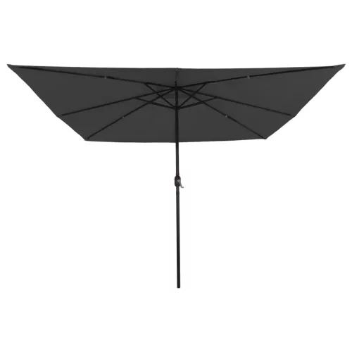  Négyzet Kert Napernyő LED Fénnyel 295x245 cm Antracit