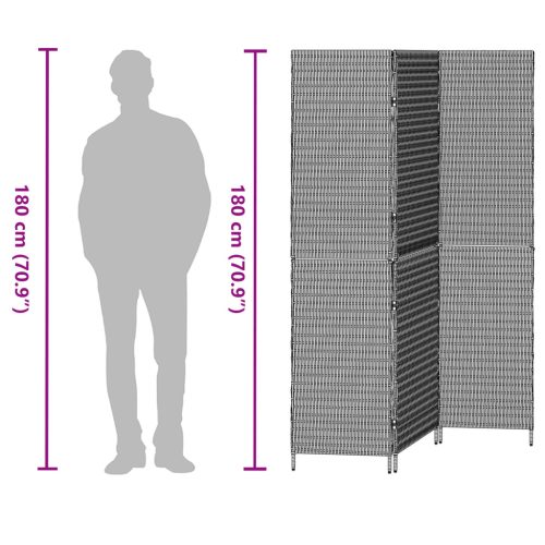  Szobai Elválasztó 3 Paneles Összecsukható Barna 146x180 cm Poly Rattan
