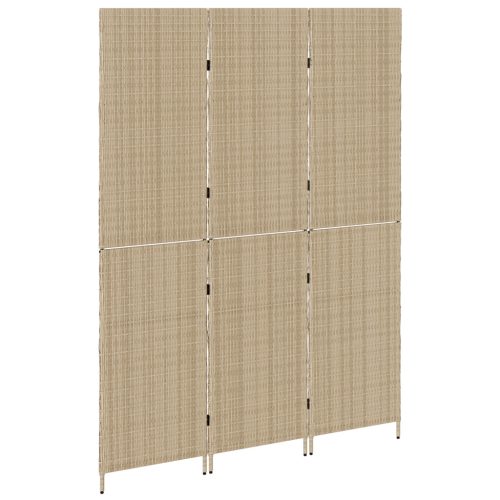  3 Paneles Hajtogatható Szobai Elválasztó Bézs 147x180 cm Poli Rattan