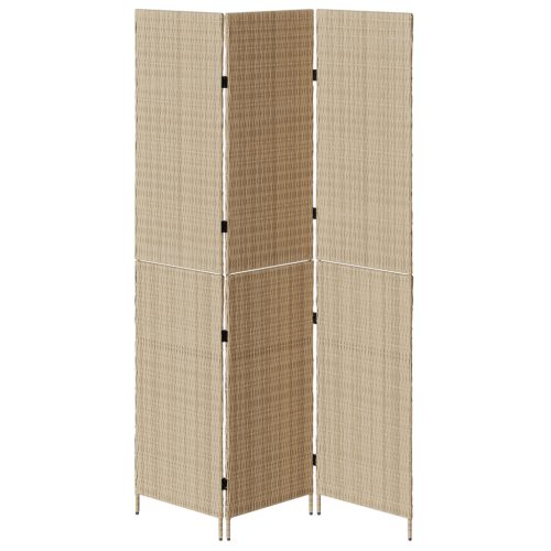  3 paneles válaszfal, hajtogatható, bézs, 146x200 cm, poli rattan