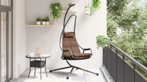  Függő Szék Állvánnyal és Párnával Kávé Acél