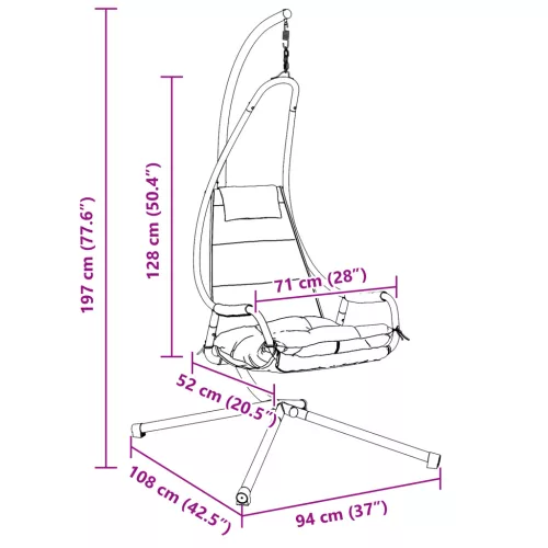  Függő Szék Állvánnyal és Párnával Kávé Acél