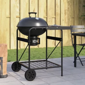  Fekete Faszenes Grill Fiókkal és Tetővel 96x72x113 cm